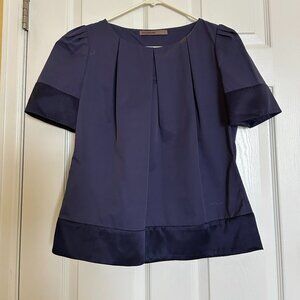 Beautifully tailored navy poplin/silk blouse by MarieMarie